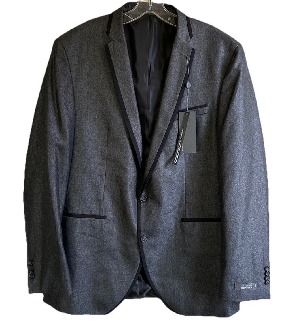 Kenneth Cole Reaction Sport Coat Blazer Mens 44 Long Gray Slim 2 Button NWT